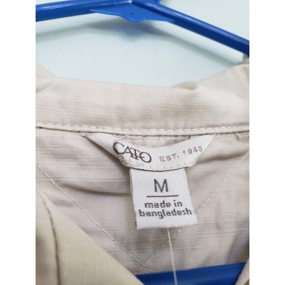 Cato Juniors M Jacket Button Up Tan Long Sleeve 100% Cotton Pocket Sportswear - Picture 6 of 9